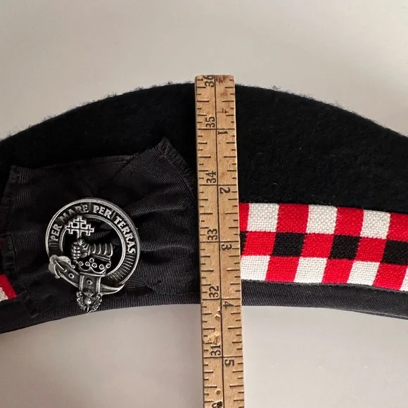 Vintage Scottish Glengarry Bonnet 7 1/2 Diced Band Clan McDonald Badge Pipe Band - Picture 9 of 10